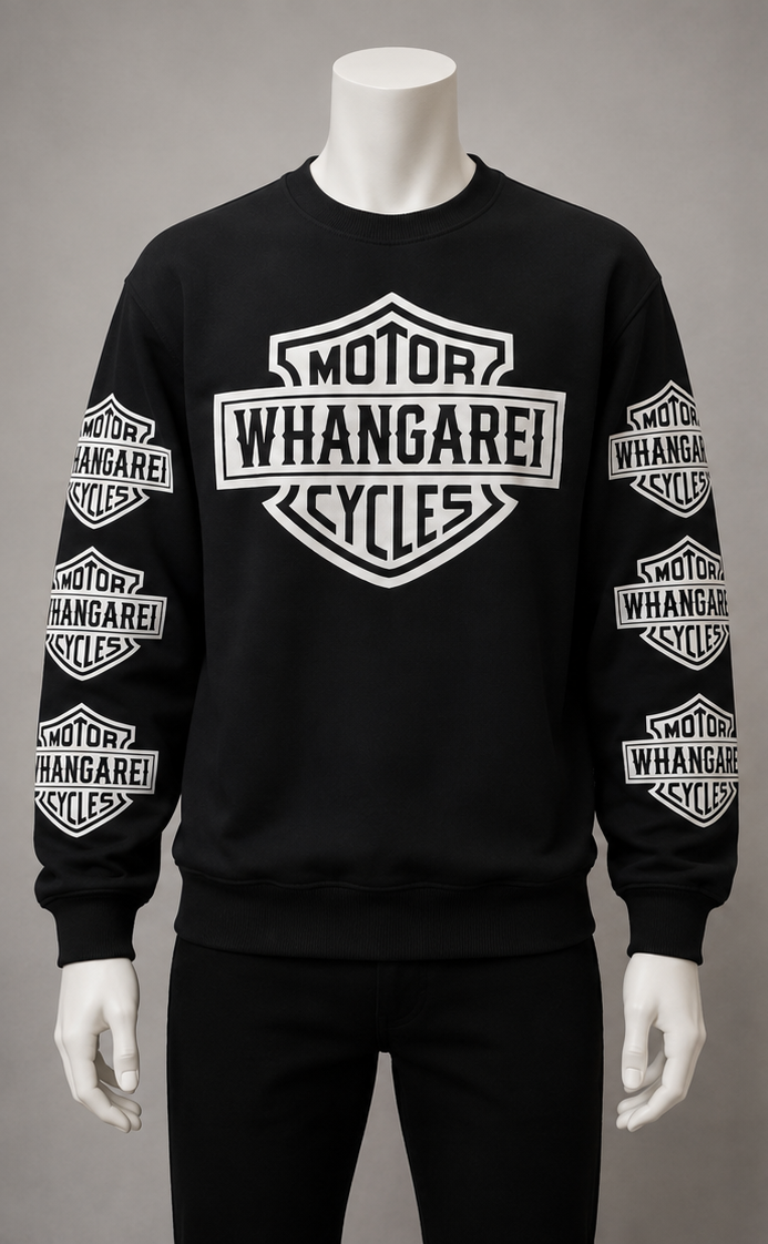 “WHG/MC” HEAVYWEIGHT CREW NECK SWEATER- BLACK