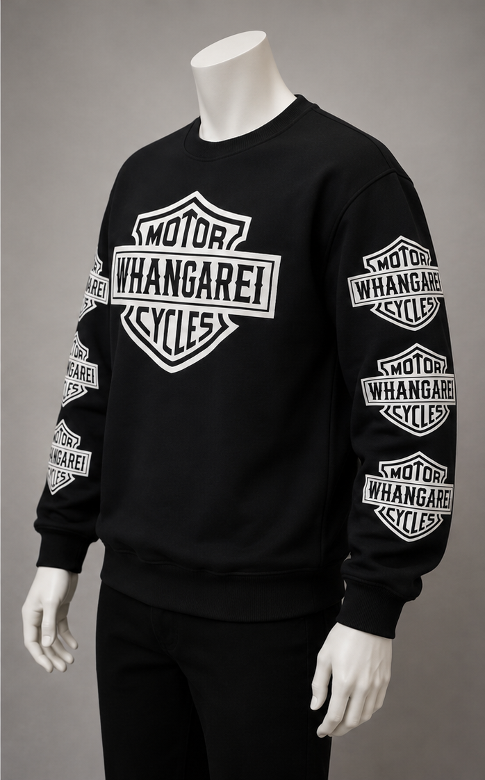 “WHG/MC” HEAVYWEIGHT CREW NECK SWEATER- BLACK