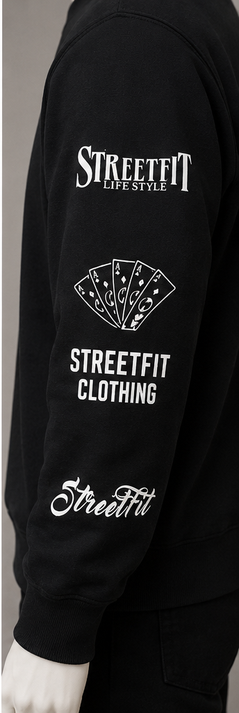 “STREETFIT.STYLE” HEAVYWEIGHT CREW NECK FLEECE SWEATER  - BLACK